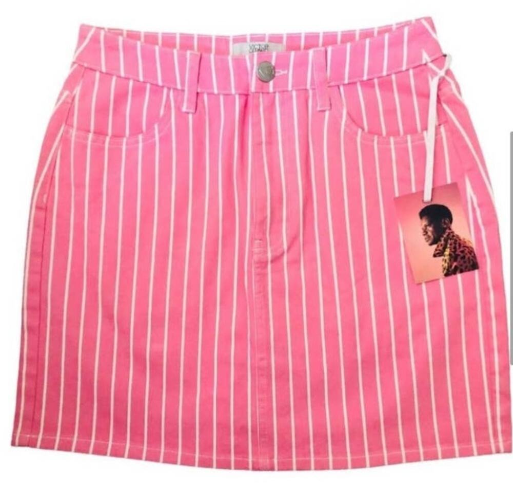 New Victor Glemaud x Target Pink White Striped Mini Skirt Size 4